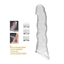 Manșon modular PRETTY LOVE Extension Penis Sleeve, pentru extensia penisului, cu 3 lungimi ajustabile, lungime maximă 28 cm, transparent