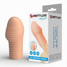 Manșon pentru penis PRETTY LOVE Hoytt, pentru îngroșare și stimulare intensă, texturat, cu striații, culoarea pielii, 9 cm