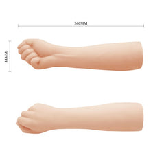 Dildo gros PRETTY LOVE Leon Fist, în formă de mână cu pumn pentru fisting, lungime 35.5 cm, material TPR, culoarea pielii