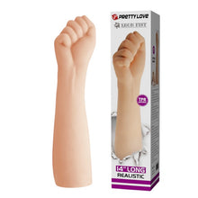 Dildo gros PRETTY LOVE Leon Fist, în formă de mână cu pumn pentru fisting, lungime 35.5 cm, material TPR, culoarea pielii