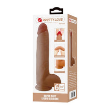 Dildo realistic PRETTY LOVE Mendel, cu testicule și ventuză, material moale și flexibil, lungime inserabilă 19.5 cm, diametru 5.6 cm, culoare naturală