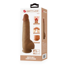 Dildo realistic PRETTY LOVE Najm, cu testicule și ventuză, material moale și flexibil, lungime inserabilă 15.5 cm, diametru 5.5 cm, culoare naturală