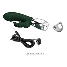 Vibrator rabbit PRETTY LOVE Naughty Bunny, pentru stimularea clitorisului și a punctului G, 30 moduri de vibrație, culoare verde