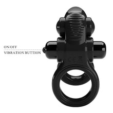 Inel vibrator pentru penis PRETTY LOVE Passionate Ring, 10 trepte de vibrații, pentru îmbunătățirea performanțelor sexuale și stimularea clitorisului, negru