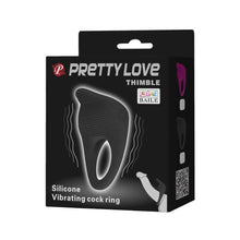 Inel vibrator pentru penis PRETTY LOVE Thimble, pentru stimularea erecției, negru