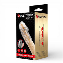 Manșon pentru penis PRETTY LOVE Becks, pentru îngroșare și stimulare intensă, texturat, cu striații, transparent, 8 cm