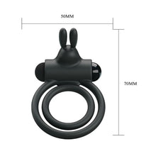 Inel vibrator pentru penis PRETTY LOVE Osmond, cu vibrații puternice, din silicon moale, culoare negru