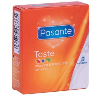 Prezervative Pasante - Flavors, colorate si aromate, menta, capsuni, afine si ciocolata, marimea 53 mm, 1 x 3 buc