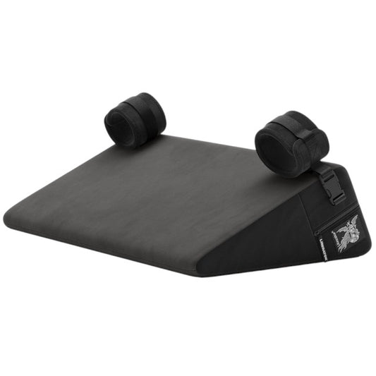 Pernă de sex LIBERATOR Bondage Wedge, mobilier pentru jocuri erotice BDSM, design ergonomic cu cătușe detașabile, culoare negru