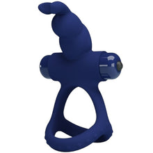 Inel pentru penis PrettyLove Rabbit - Powerful Ring, pentru imbunatatirea performantelor sexuale si stimularea clitorisului, din silicon, albastru