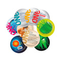Prezervative ONE Mixed Pleasures, din latex Sensatex, set cu 6 tipuri de prezervative, diametru 53 mm, 12 buc