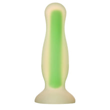 Plug anal DREAMTOYS Radiant Glow in the Dark, model cu strălucire în întuneric, lungime 11 cm, diametru 2.8 cm, mărime S, verde