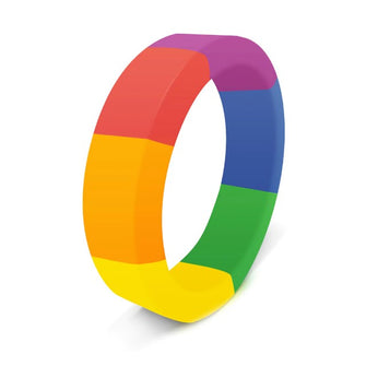 Inel pentru penis RASCAL The Brawn Pride!, din silicon, pentru erecții puternice, diametru 4.4 cm, design în culorile curcubeului