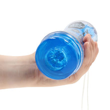 Masturbator manual REALROCK Crystal Clear Easy Rider, texturat pentru stimulare intensă, din TPE, rezistent la apă, albastru