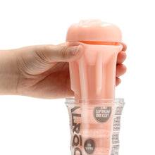 Masturbator manual REALROCK Crystal Clear Easy Rider, simulare vaginală realistă, din TPE, rezistent la apă, culoarea pielii