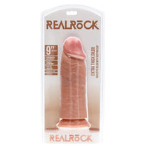 Dildo gros REALROCK Extra Thick Dildo 9”, design realist, bază cu ventuză, lungime 22.9 cm, diametru 7.6 cm, culoarea pielii