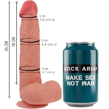 Dildo ROCK ARMY Liquid Silicone Raptor, bază cu ventuză pentru fixare, din silicon hipoalergenic, lungime 24 cm, culoarea pielii