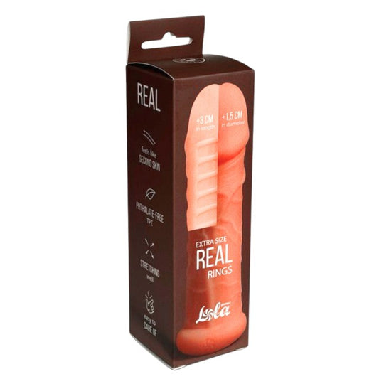 Manșon pentru extensia penisului LOLA Real Rings, +3 cm în lungime, +1.5 cm în grosime, culoarea pielii