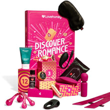 Calendar Advent WOMANIZER Discover Romance, cu jucării si accesorii erotice, articole de bondage, cosmetice, 12 surprize