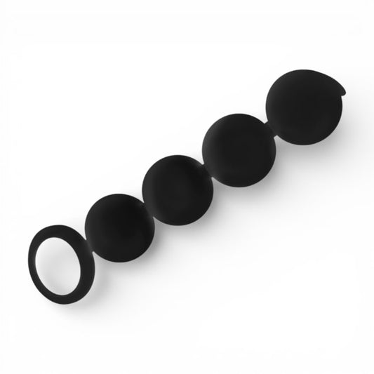 Rozariu anal BLACK&SILVER Lennon Anal Beads, din silicon mătăsos, rezistent la apă, culoare negru, 15 cm