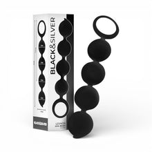 Rozariu anal BLACK&SILVER Lennon Anal Beads, din silicon mătăsos, rezistent la apă, culoare negru, 15 cm
