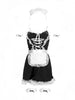 Costum sexy menajeră S-LINE BY SHOTS French Maid Costume, pentru roleplay, rochie cu bonetă și jartiere, S/M, alb-negru