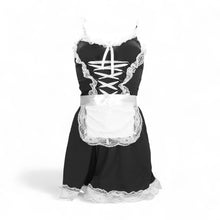 Costum sexy menajeră S-LINE BY SHOTS French Maid Costume, pentru roleplay, rochie cu bonetă și jartiere, S/M, alb-negru