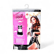 Costum sexy menajeră S-LINE BY SHOTS French Maid Costume, pentru roleplay, rochie cu bonetă și jartiere, S/M, alb-negru