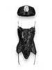 Costum sexy polițistă S-LINE BY SHOTS Police Costume, pentru roleplay, cu body și pălărie, mărime S/M, culoare negru