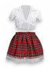 Costum sexy școlăriță S-LINE BY SHOTS Schoolgirl Costume, pentru roleplay, cămașă cu fustă în carouri, mărime S/M, alb-roșu