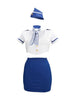 Lenjerie erotică 4 piese S-LINE Stewardess Costume, costum sexy stewardesă pentru roleplay, albastru și alb, mărime S/M