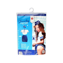 Lenjerie erotică 4 piese S-LINE Stewardess Costume, costum sexy stewardesă pentru roleplay, albastru și alb, mărime S/M