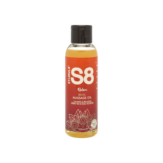 Ulei de masaj S8 Relax, pentru masaj erotic, efect afrodisiac, cu aromă de ceai verde și floare de liliac, 125 ml