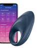 Inel vibrator SATISFYER - Mighty, control prin aplicatie, pentru stimularea erectiei, albastru