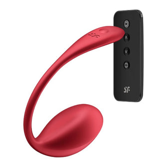 Vibrator pentru cupluri SATISFYER Shiny Petal, control prin aplicație și telecomandă, vibrații personalizate, roșu