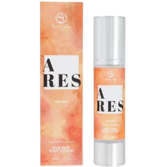 Loțiune pentru bărbați SECRET PLAY ARES Silky Skin, pentru corp, păr și masaj, cu feromoni, note citrice și lemnoase, 50 ml