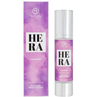 Loțiune pentru femei SECRET PLAY HERA Silky Skin, pentru corp, păr și masaj, cu feromoni, note de vanilie neagră și pară, 50 ml