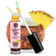 Luciu de buze pentru sex oral SECRET PLAY Lip Gloss Vibrant Kiss, cu efect de vibrație, aromă Pina Colada, 7 gr