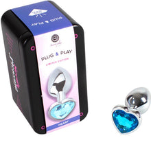 Plug anal SECRETPLAY – Blue Heart, din aluminiu ultra-neted, 7 cm