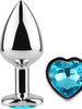 Plug anal SECRET PLAY – Blue Heart, din aluminiu ultra-neted, 7 cm