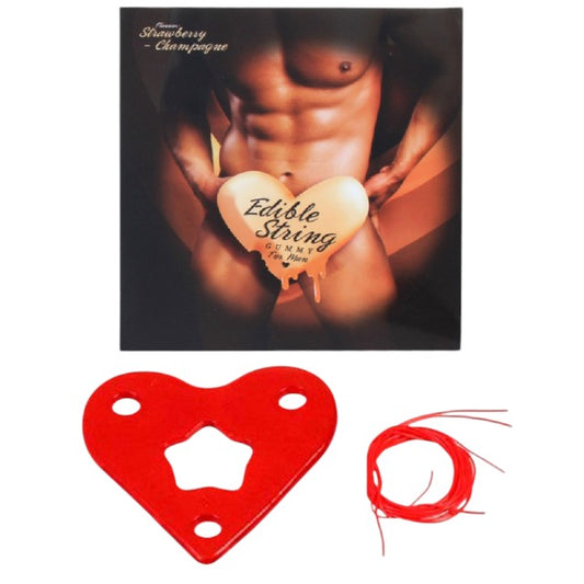 Chilot tanga comestibil SECRET PLAY Edible String Gummy For MAN, pentru barbati, in forma de inima, gust de capsuni si vin spumant, marime universala (PTS)