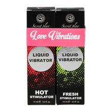 Set geluri SECRET PLAY Love Vibrations, unisex, pentru intensificarea orgasmului, cu efecte de răcire și încălzire, 2 x 15 ml