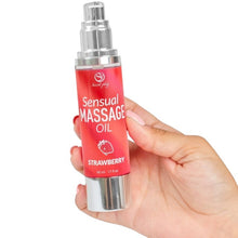 Ulei de masaj SECRETPLAY Sensual Massage Oil - Strawberry, cu efect hidratant, aromă de căpșuni, 50 ml