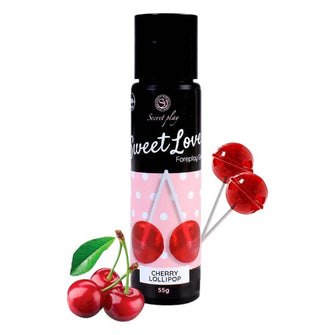 Gel intim comestibil SECRET PLAY Sweet Love - Cherry Lollypop, cu aromă de acadea cu cireșe, 55 gr