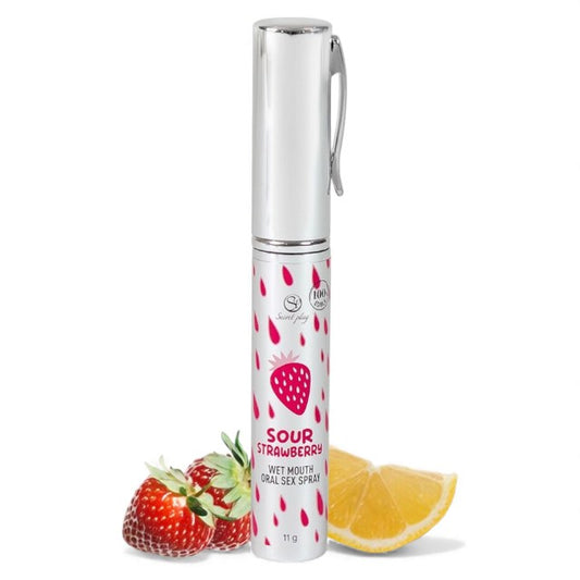Spray pentru sex oral adânc SECRET PLAY Sour Strawberry, fără gluten și lactoză, fără zahăr, aromă de căpșuni, 11 ml