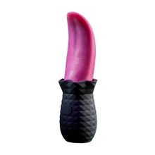 Stimulator clitoris SELOPA Tongue Vibrator, design în formă de limbă, 10 funcții de vibrație, din silicon moale, culoare negru cu roz, 14.8 cm