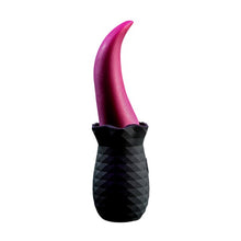 Stimulator clitoris SELOPA Tongue Vibrator, design în formă de limbă, 10 funcții de vibrație, din silicon moale, culoare negru cu roz, 14.8 cm