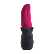 Stimulator clitoris SELOPA Tongue Vibrator, design în formă de limbă, 10 funcții de vibrație, din silicon moale, culoare negru cu roz, 14.8 cm