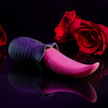 Stimulator clitoris SELOPA Tongue Vibrator, design în formă de limbă, 10 funcții de vibrație, din silicon moale, culoare negru cu roz, 14.8 cm