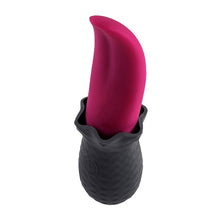 Stimulator clitoris SELOPA Tongue Vibrator, design în formă de limbă, 10 funcții de vibrație, din silicon moale, culoare negru cu roz, 14.8 cm
